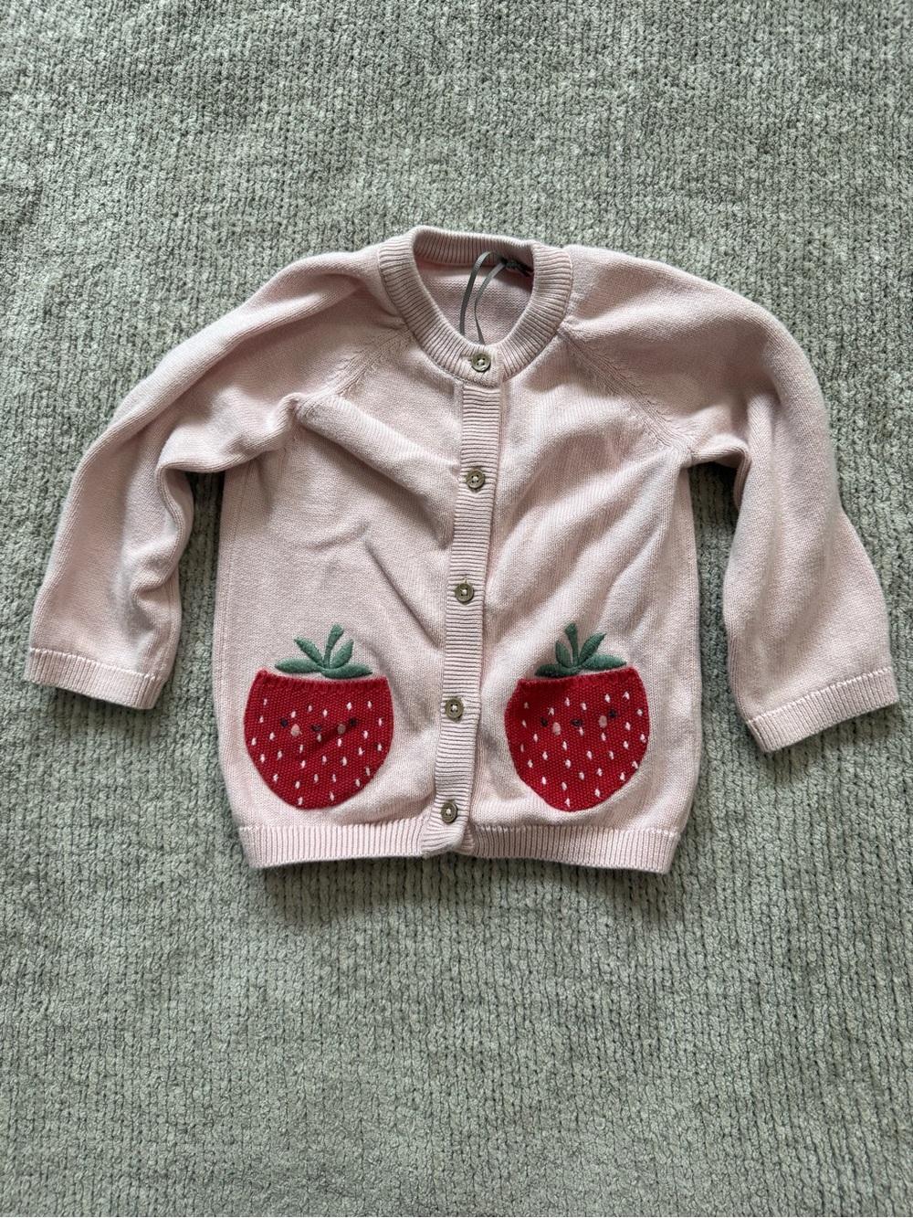 Tu 9-12 Months Pink Strawberry Pocket Cardigan 100% Cotton